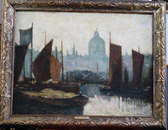 Amedée-Julien Marcel-Clément (1873-) St Pauls from The Thames 17 x 23in.